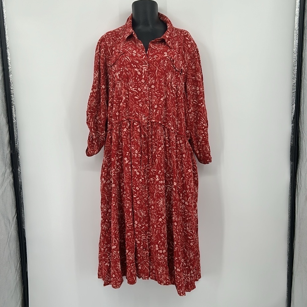 Torrid Floral Print Burgundy Dress Size 4